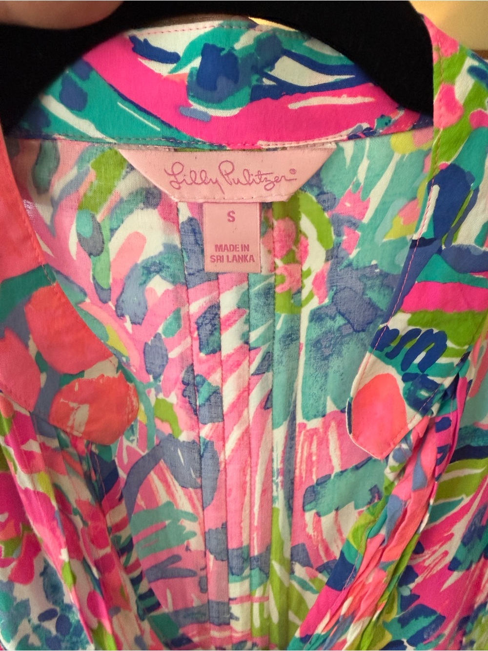 Lilly Pulitzer Tropical Print Blouse in Pink, Teal & Lime - Picture 3 of 3